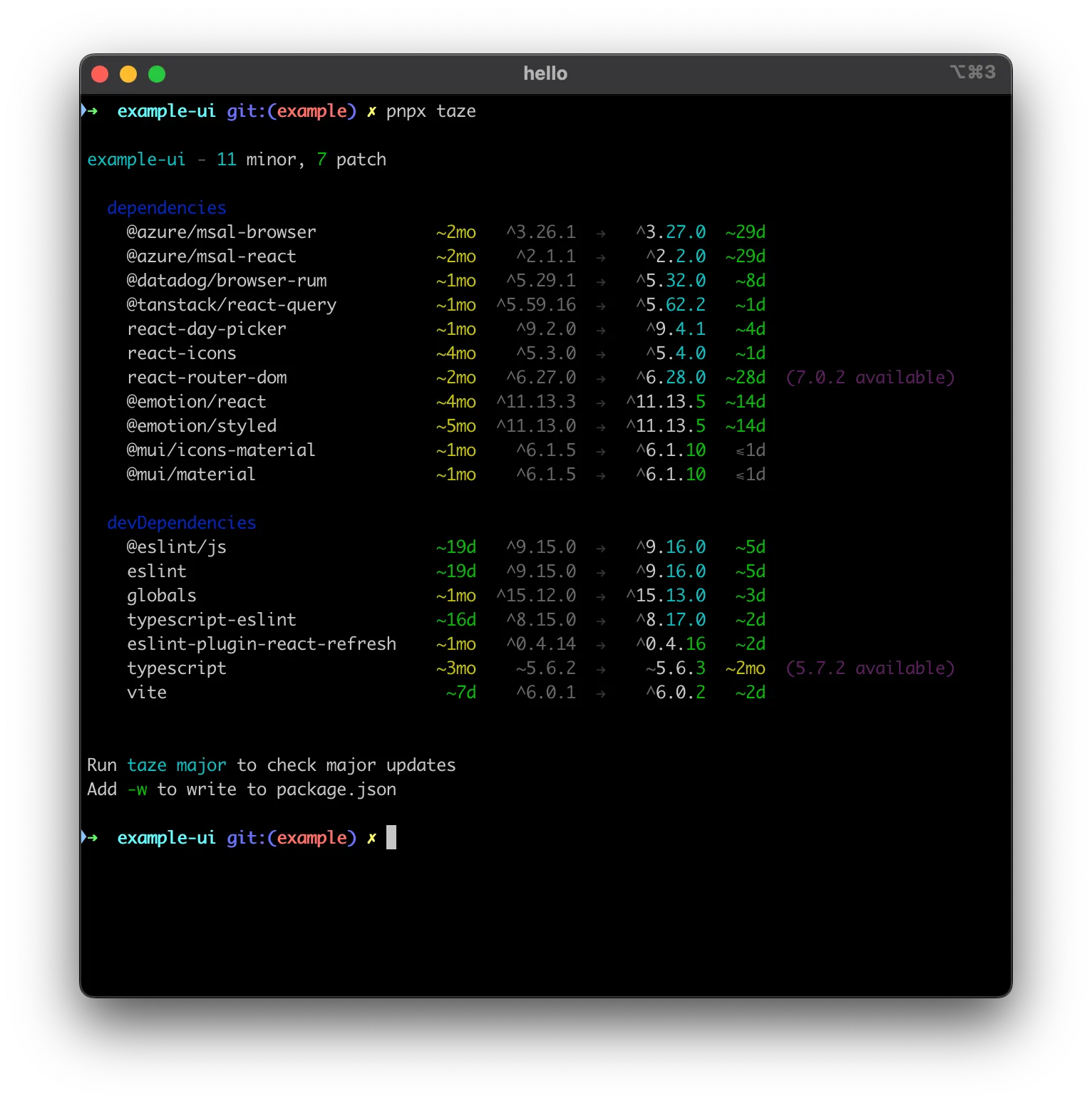 taze output